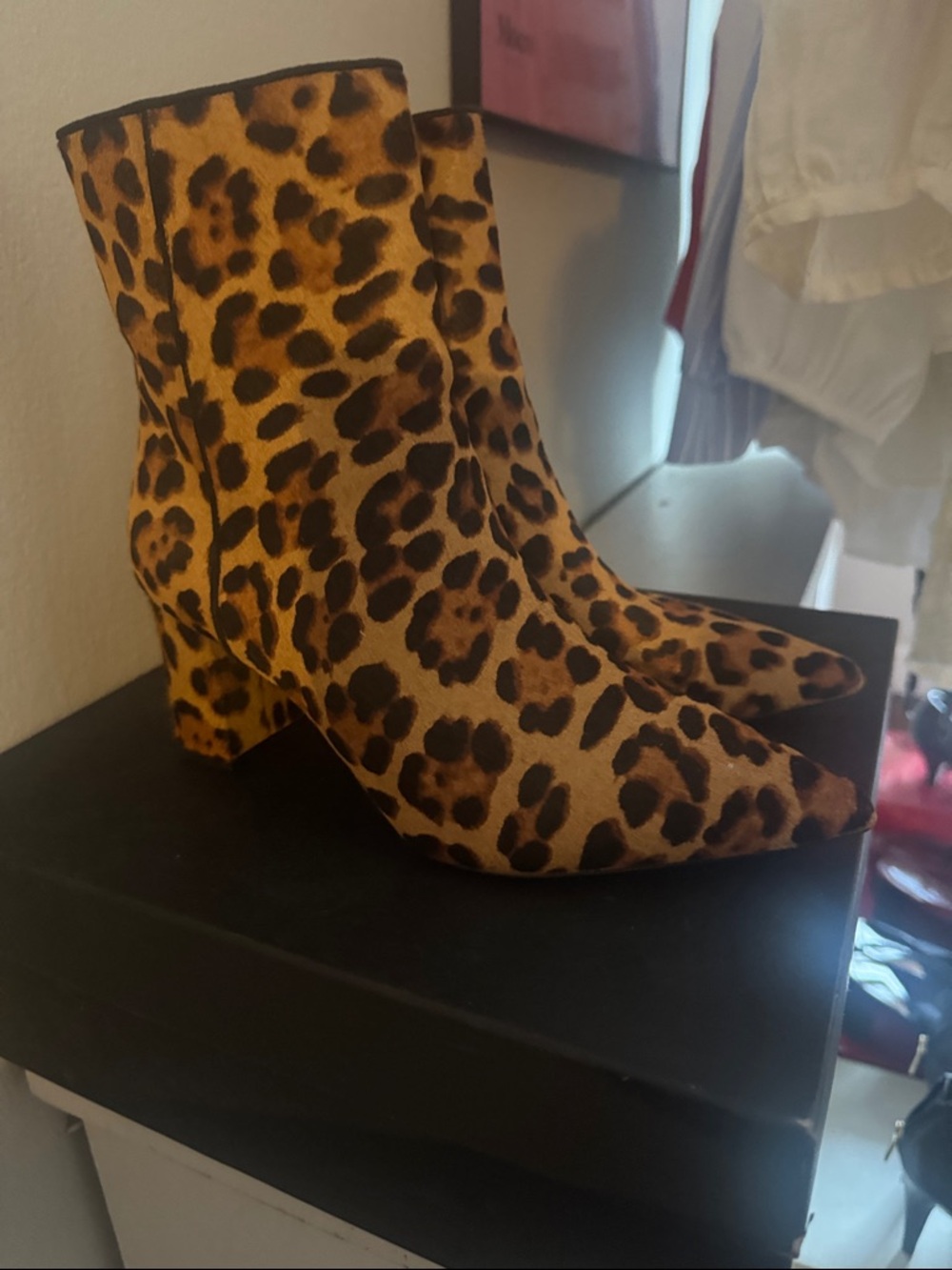 Madewell Leopard Print Ankle Booties in Tan and Black